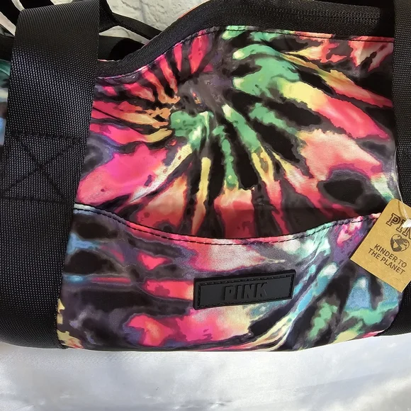 PINK Victoria’s Secret Logo Tie Dye Everyday Duffel Tote Bag Colorful Swirls New - Picture 8 of 16